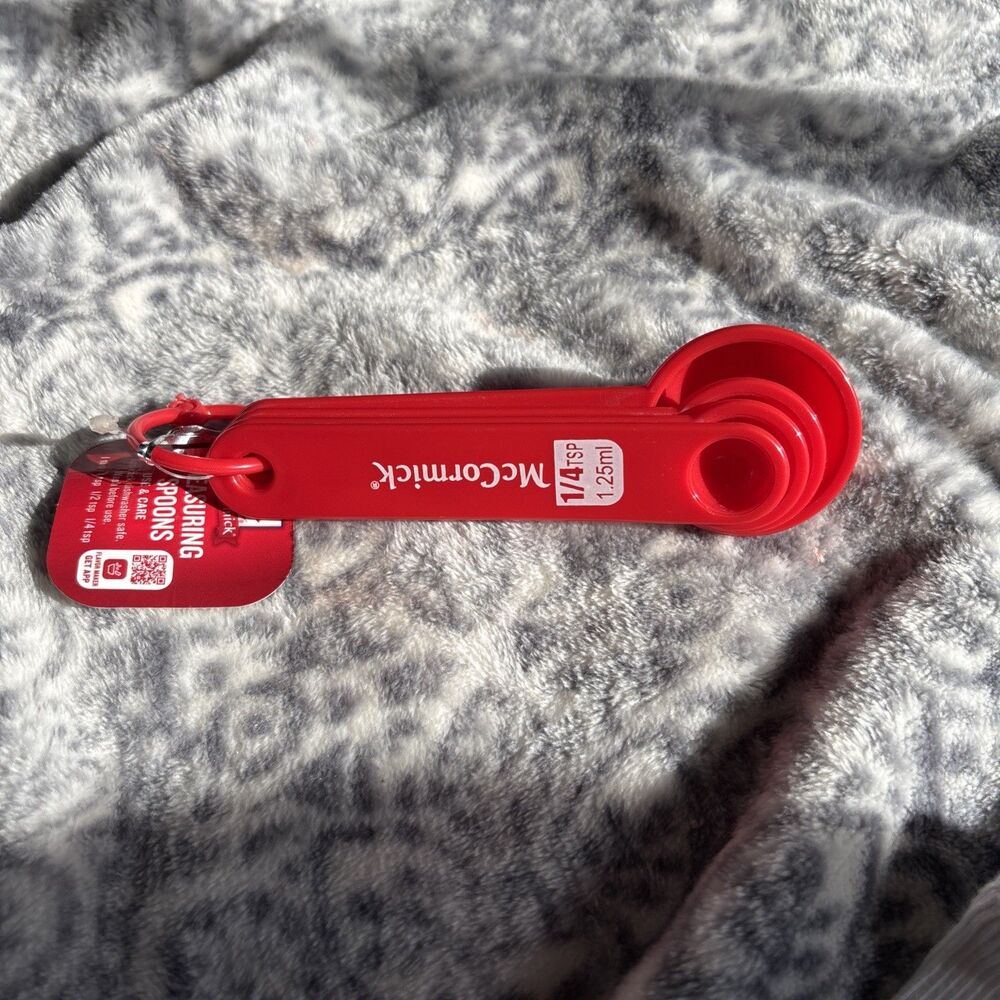 McCormick Red Measuring Spoons Set Plastic Cooking Baking 1 TBS to 1/4 TSP